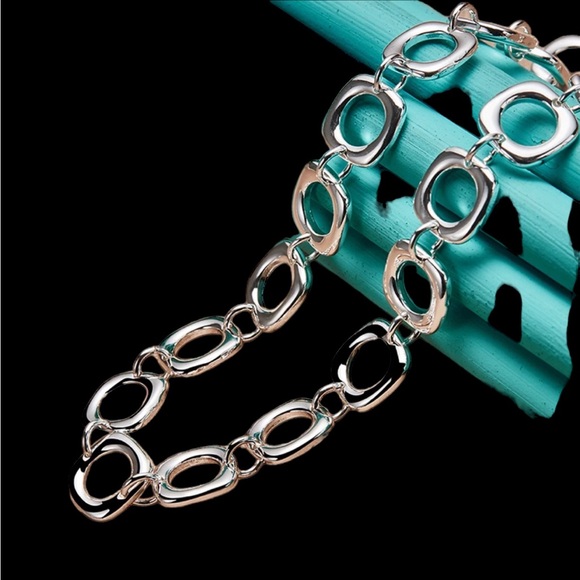 925 STERLING SILVER CHAIN NECKLACE WITH MATCHING BRACELET IN TIFF & CO POUCH - Picture 4 of 8